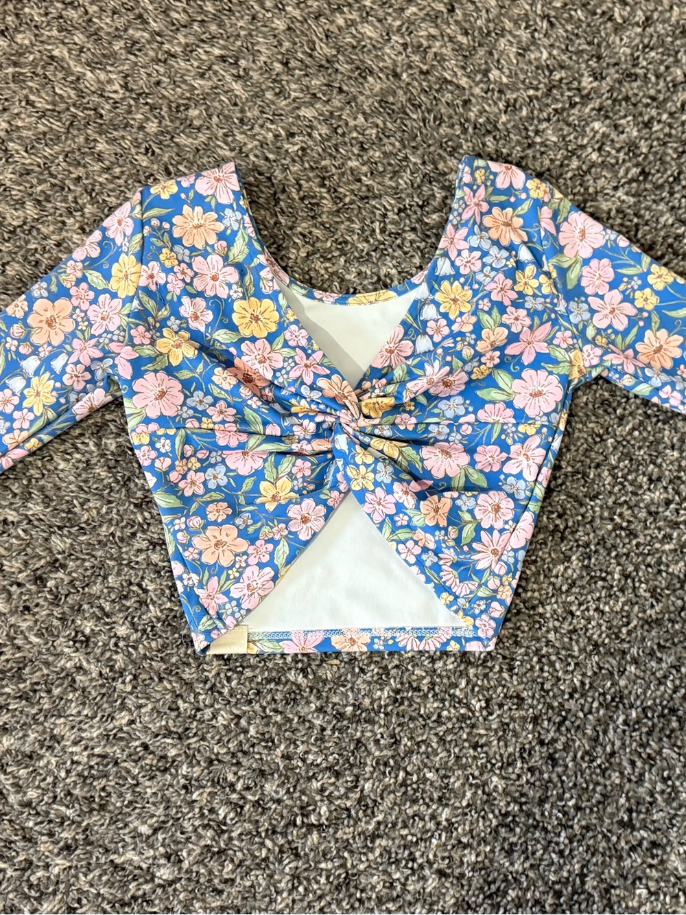 Blue Floral Cheeky Plum girls long sleeve top, size 6